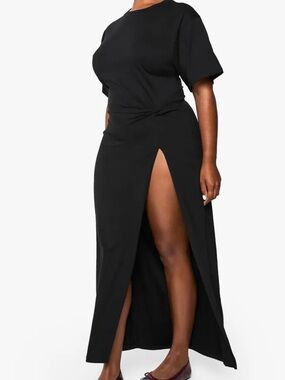 Boohoo knot detail High Slit dress